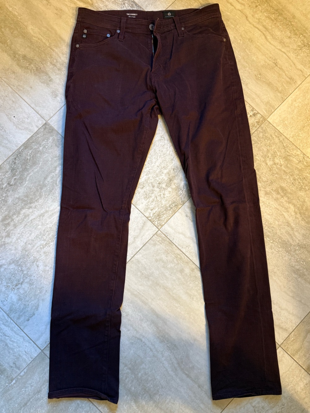 AG Adriano Goldschmied Everett 33x34 Men's Burgundy Dress Pants
